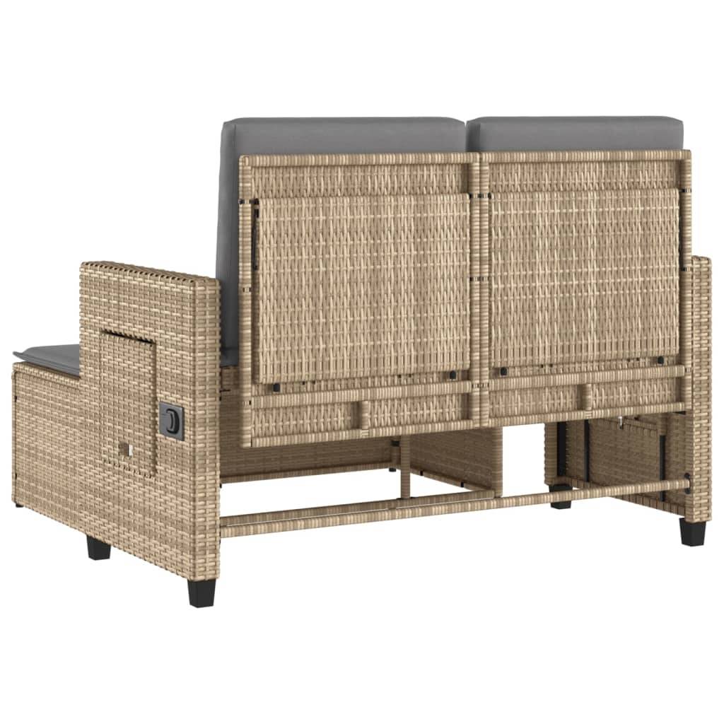 Banc inclinable de jardin | Banquette De Jardin | Banc Extérieur avec coussins beige résine tressée Maison Chic - Image 8