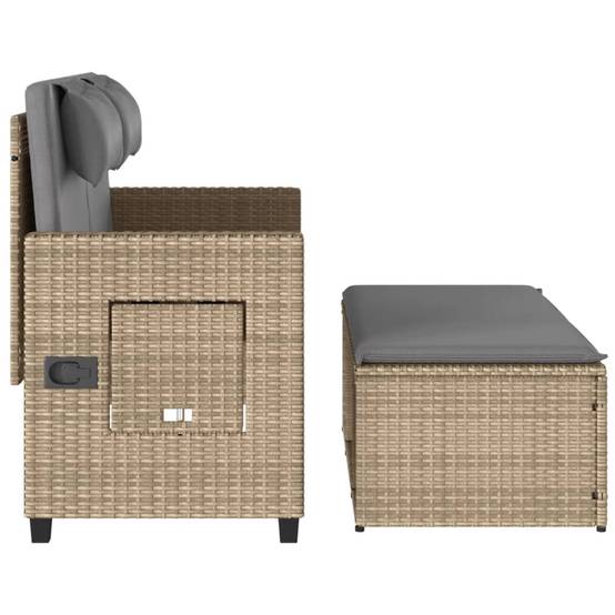 Banc inclinable de jardin | Banquette De Jardin | Banc Extérieur avec coussins beige résine tressée Maison Chic - Image 7