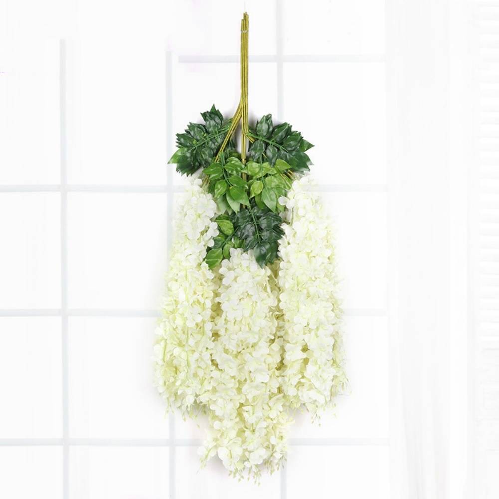 Lytech - Lot de 12 Rotins de Glycine et Violet Artificiels Blanc - Décoration Plafond Mariage Élégante - Lytech