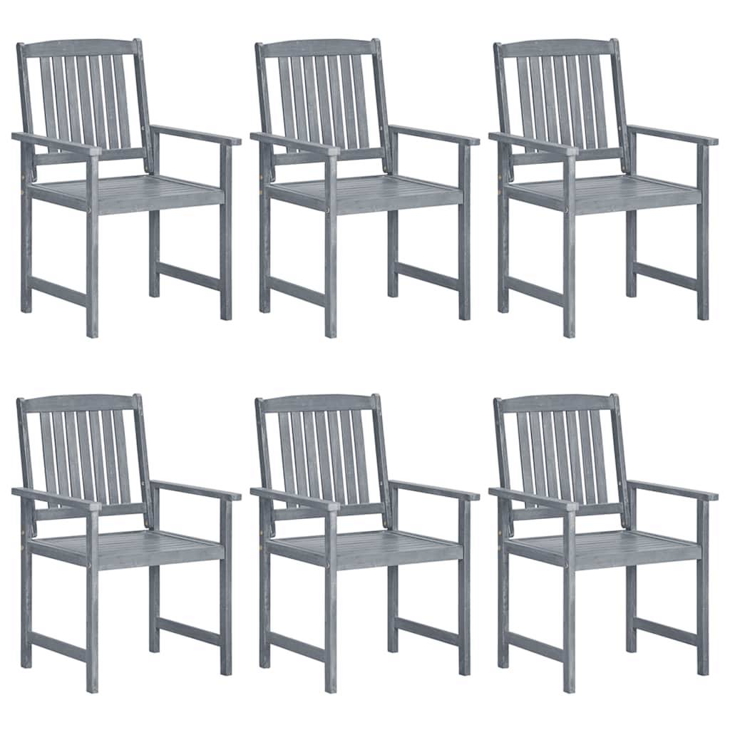 Lot de 6 chaises de jardin bois d'acacia gris 61 x 57 x 92 cm - PANGIVO - Image 3