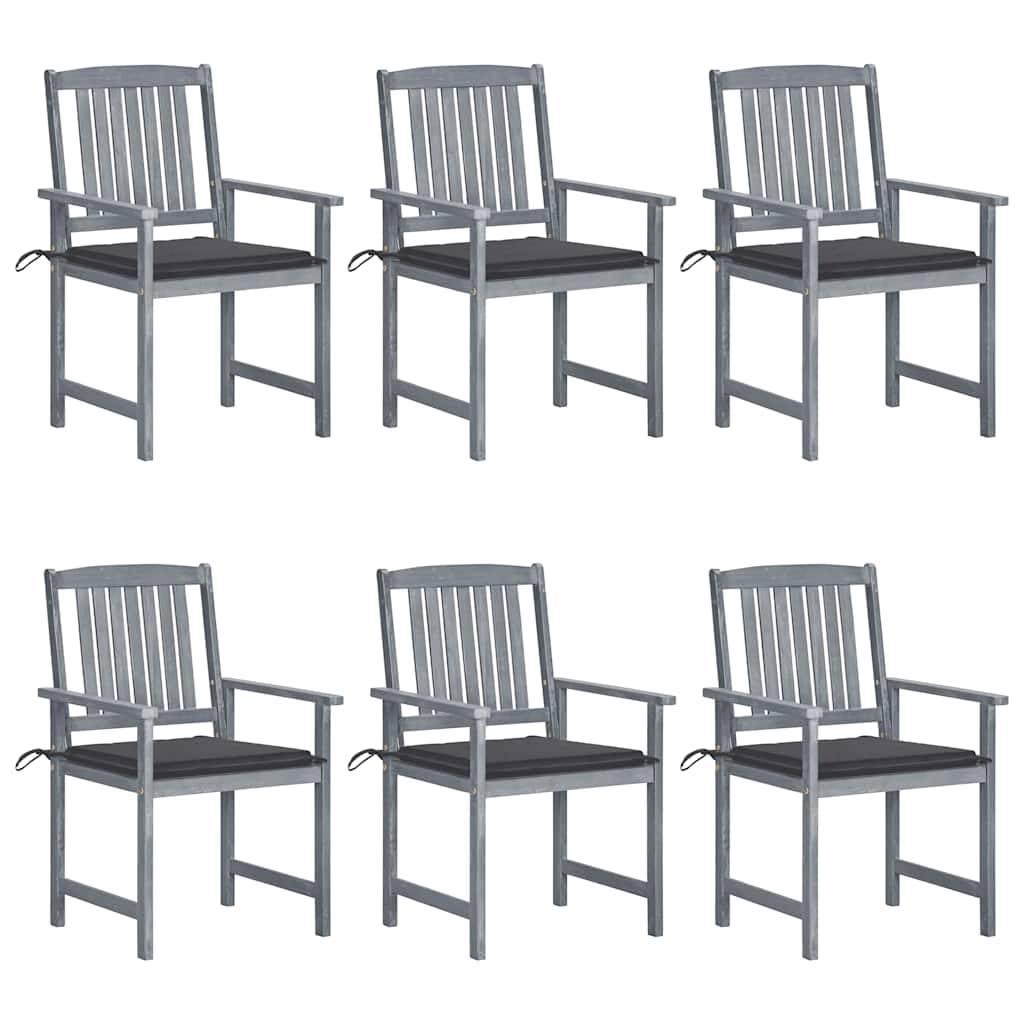 Lot de 6 chaises de jardin bois d'acacia gris 61 x 57 x 92 cm - PANGIVO - Image 1