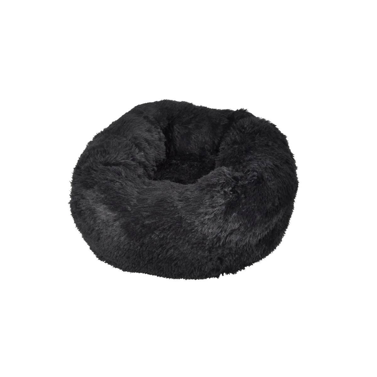 Coussin rond chat ou chien 25 x 55 cm fluffy noir - Image 1