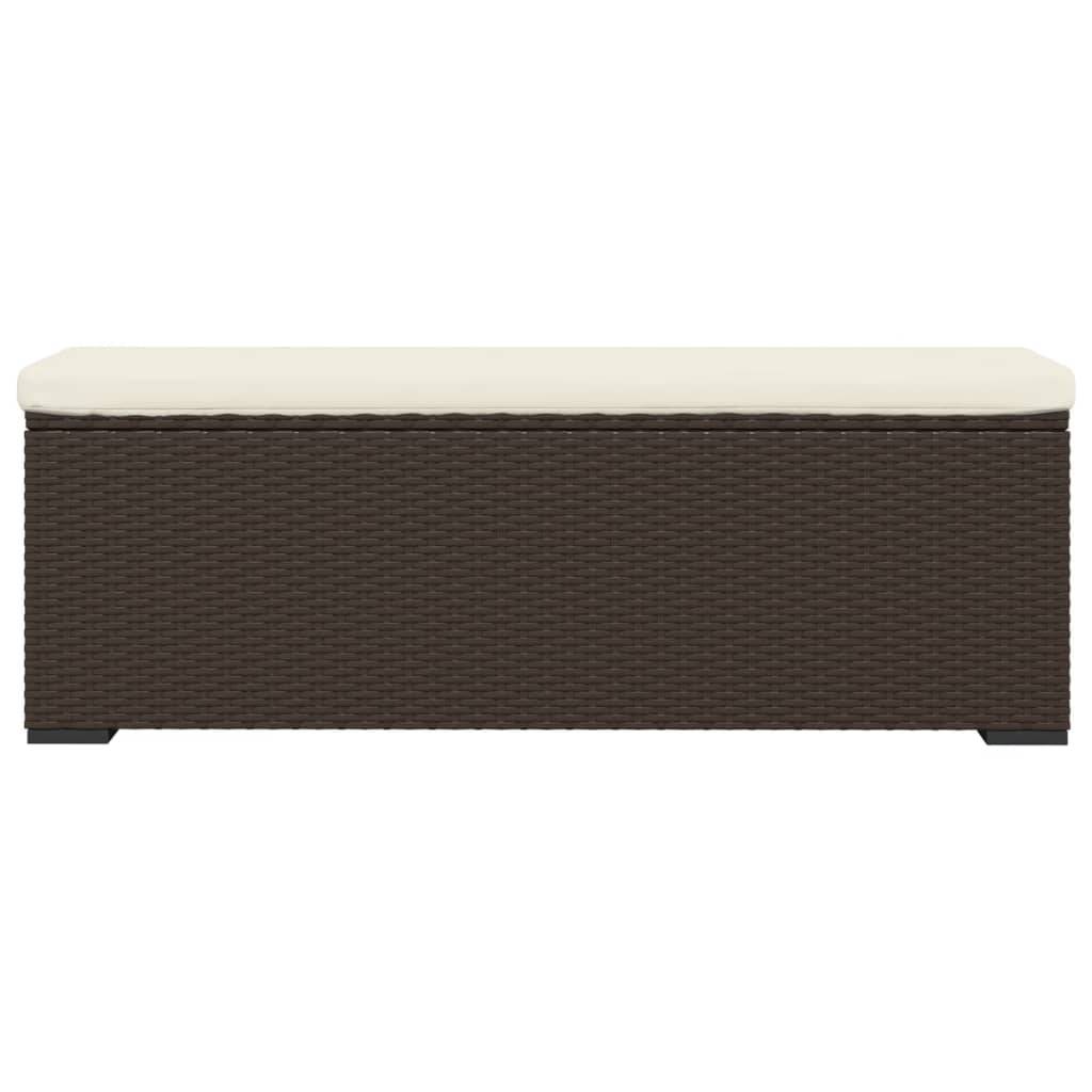Helloshop26 - Banc de jardin meuble de patio d'extérieur terrasse pouf avec coussin 110 x 30 x 40 cm résine tressée marron - Imagen 2