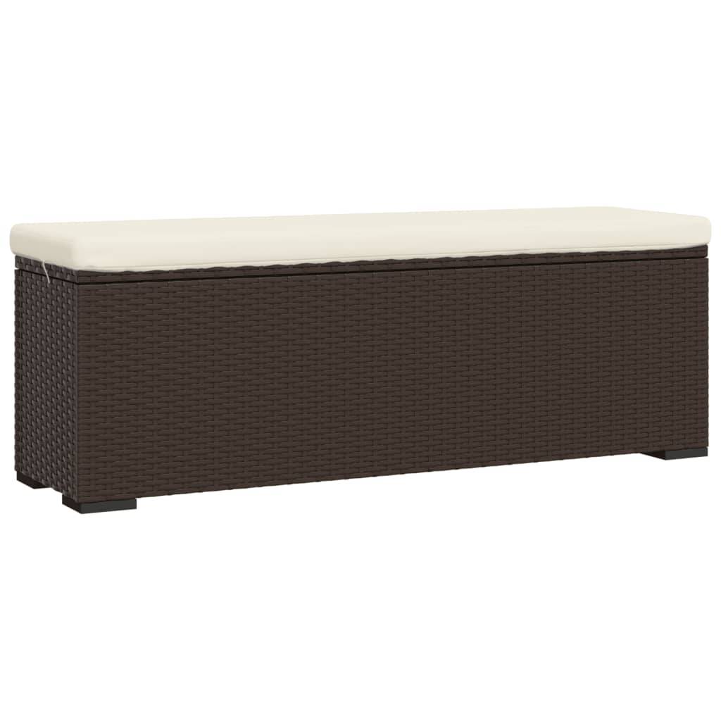 Helloshop26 - Banc de jardin meuble de patio d'extérieur terrasse pouf avec coussin 110 x 30 x 40 cm résine tressée marron - Imagen 1