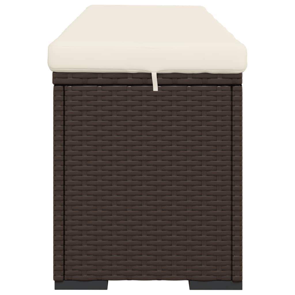 Helloshop26 - Banc de jardin meuble de patio d'extérieur terrasse pouf avec coussin 110 x 30 x 40 cm résine tressée marron - Imagen 4