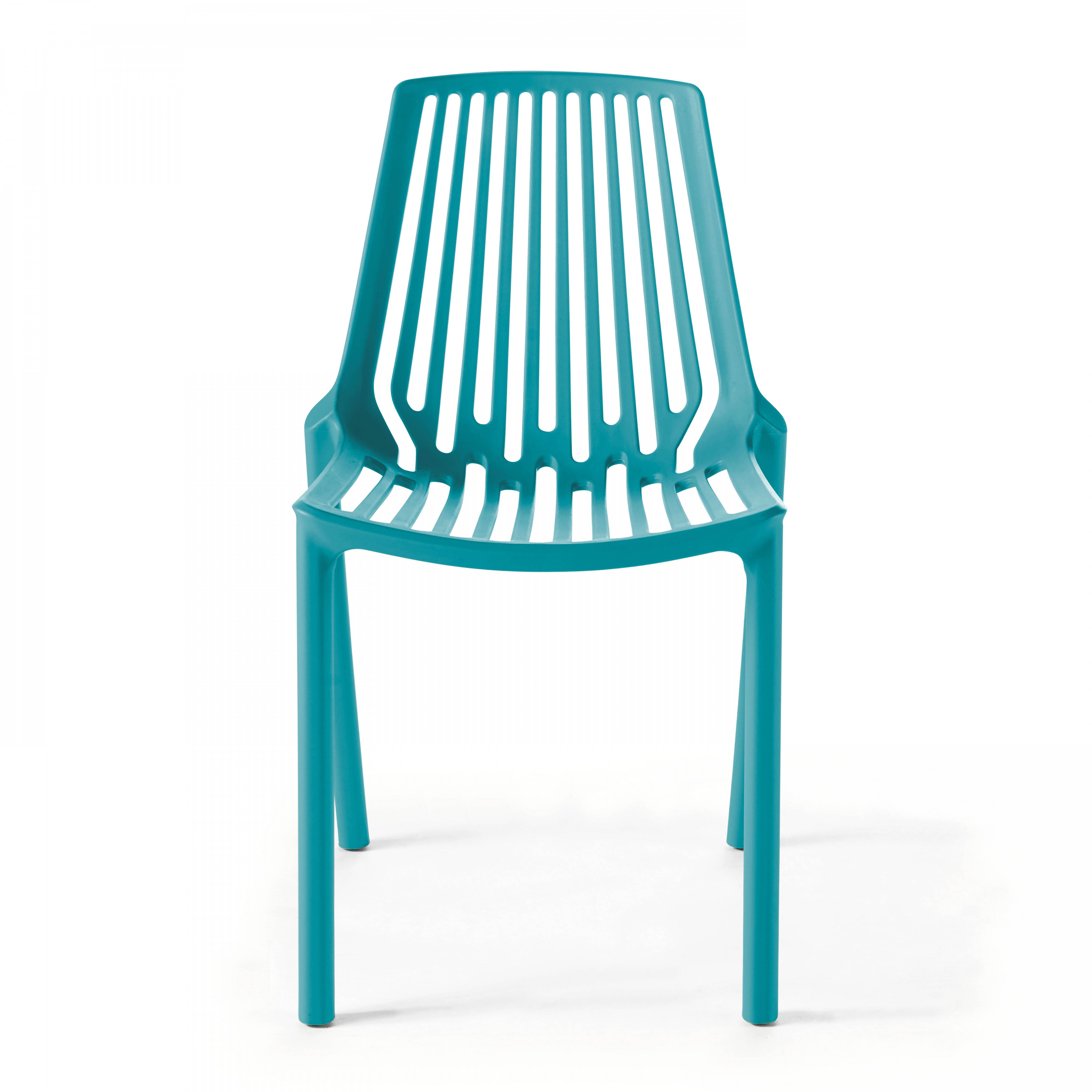 Oviala - Chaise de jardin ajourée en plastique bleu Paris - Oviala - Imagen 4