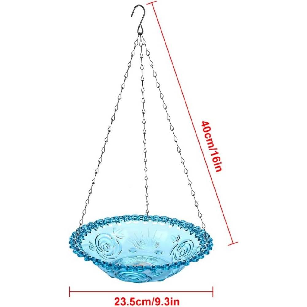 Mangeoire et bain d'oiseaux-suspendu - Plateau plastique transparent - Chaînes métalliques stables - 23,5 x 40 cm - Living123 - Image 6