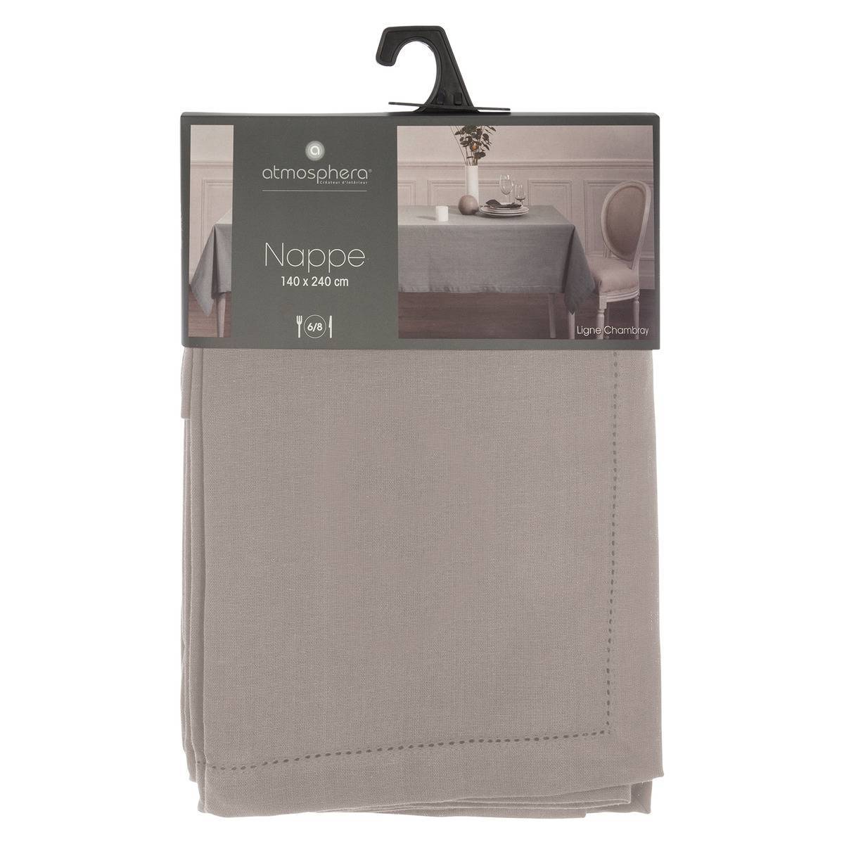 Atmosphera - Nappe "Jane" coton chambray gris souris 140x240cm - Atmosphera Créateur d'intérieur - Image 3