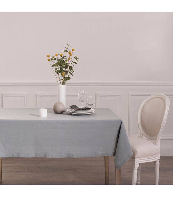 Nappe en coton Chambray Gris Clair 140 x 240 cm - Image 3