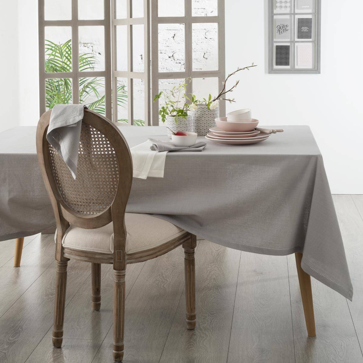 Atmosphera - Nappe "Jane" coton chambray gris souris 140x240cm - Atmosphera Créateur d'intérieur - Image 5