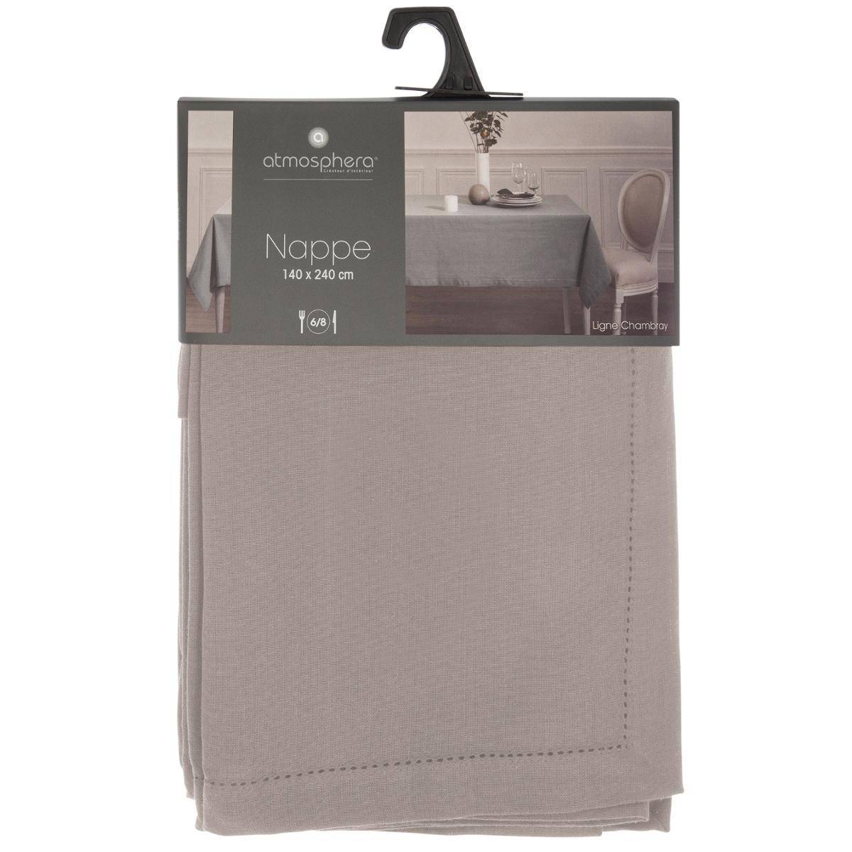 Atmosphera - Nappe "Jane" coton chambray gris souris 140x240cm - Atmosphera Créateur d'intérieur - Image 2