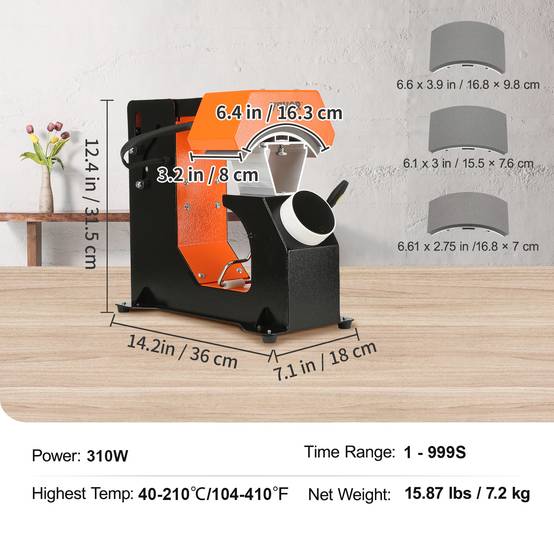 Vevor - VEVOR Presse à chaud 3 en 1 automatique pour casquettes 16.3x8cm, 3 patins anti-adhésif, pour sublimation. - Image 7