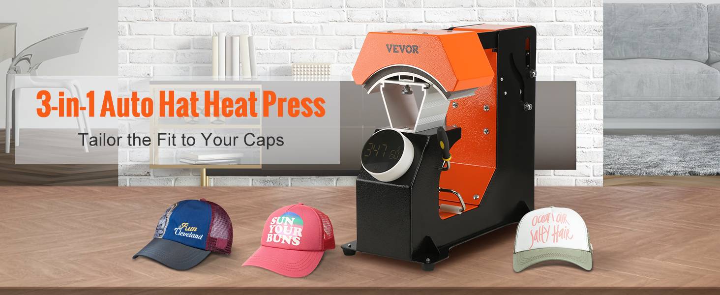 Vevor - VEVOR Presse à chaud 3 en 1 automatique pour casquettes 16.3x8cm, 3 patins anti-adhésif, pour sublimation. - Image 9