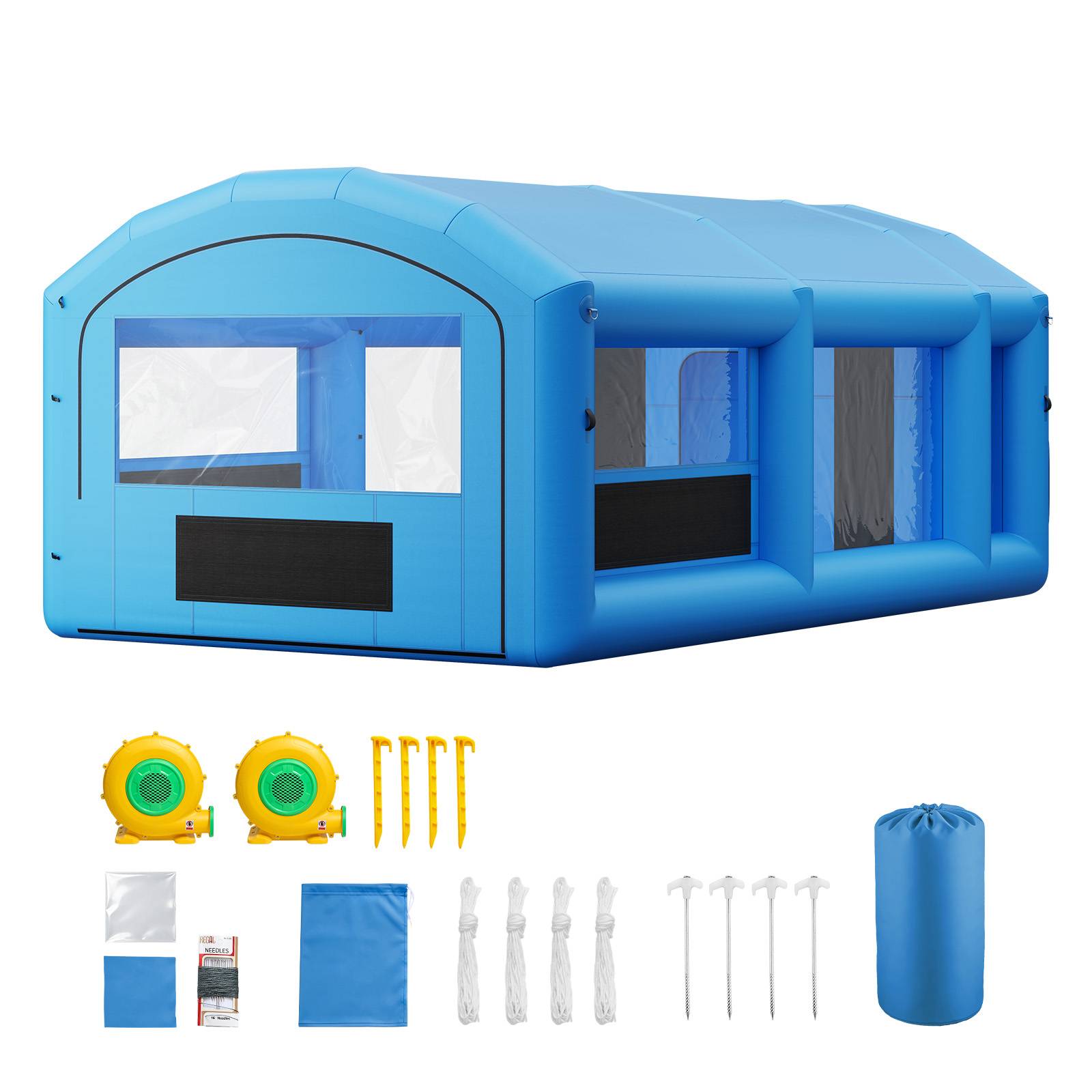 Vevor - VEVOR Cabine Peinture Gonflable 7x4x2,75m, Souffleurs 550W+750W, Toit Arque Vestiaire, VTT Moto Meubles, Bleu