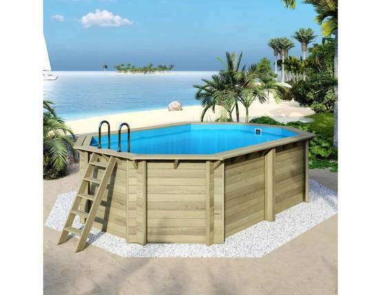 Altanka - Piscine hors sol en bois NEMO 5.79 x 3.49 - H.1.45 m, bleu pâle, fixations à visser - BAS7304OSPL - ALTANKA - Image 2