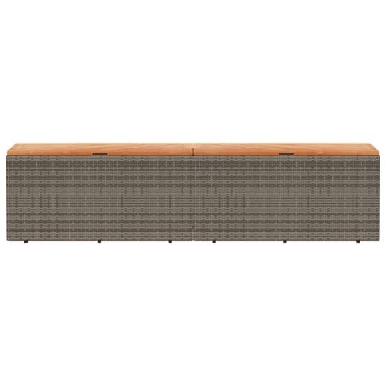 Coffre de rangement - Boîte de rangement extérieure - Coffre de jardin gris résine tressée bois d'acacia-JU12083 - Image 4