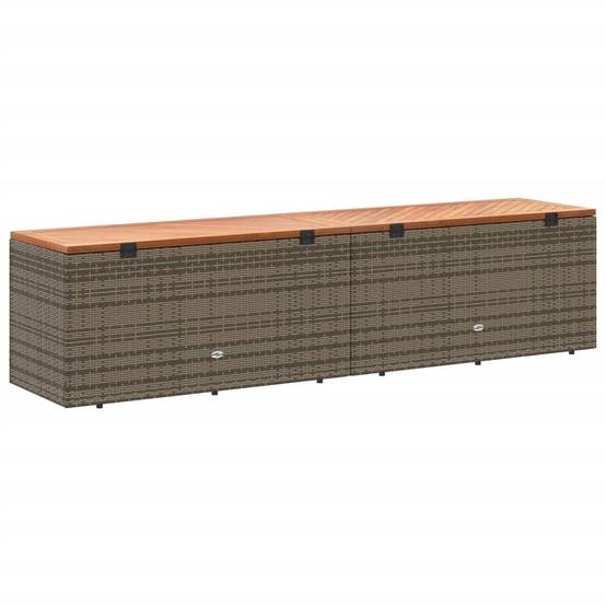 Coffre de rangement - Boîte de rangement extérieure - Coffre de jardin gris résine tressée bois d'acacia-JU12083 - Image 6