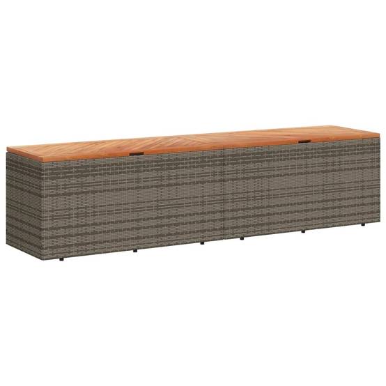 Coffre de rangement - Boîte de rangement extérieure - Coffre de jardin gris résine tressée bois d'acacia-JU12083 - Image 1