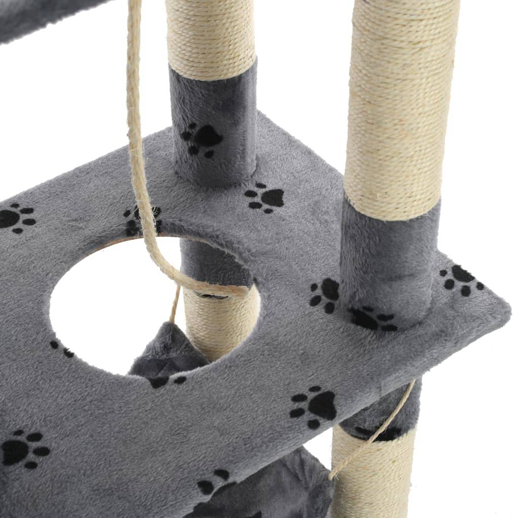 Vidaxl - Arbre à chat avec griffoir en sisal 140 cm Gris Motif de pattes vidaXL 170584 - Imagen 5