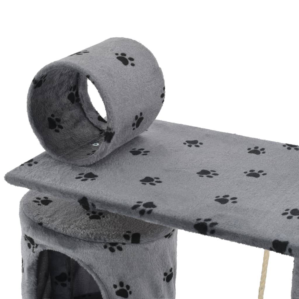 Vidaxl - Arbre à chat avec griffoir en sisal 140 cm Gris Motif de pattes vidaXL 170584 - Imagen 4