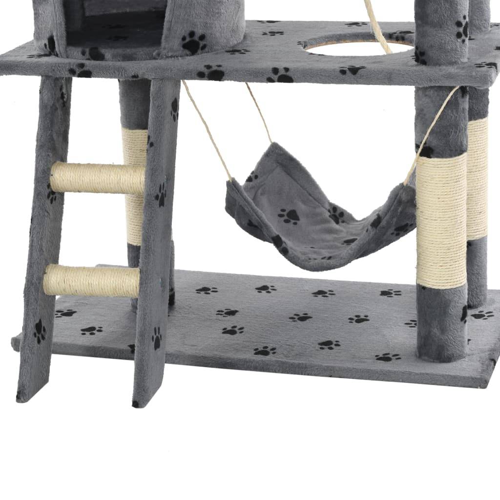 Vidaxl - Arbre à chat avec griffoir en sisal 140 cm Gris Motif de pattes vidaXL 170584 - Imagen 6