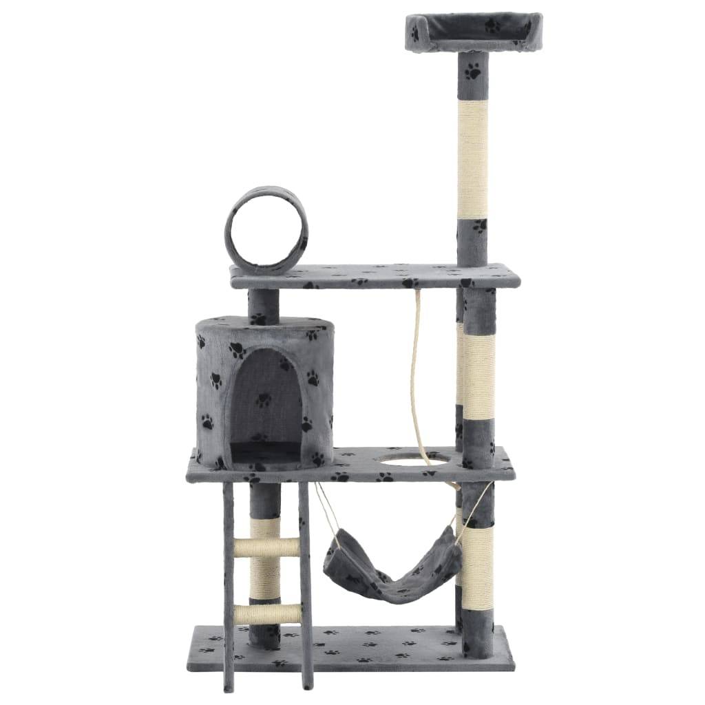 Vidaxl - Arbre à chat avec griffoir en sisal 140 cm Gris Motif de pattes vidaXL 170584 - Imagen 2