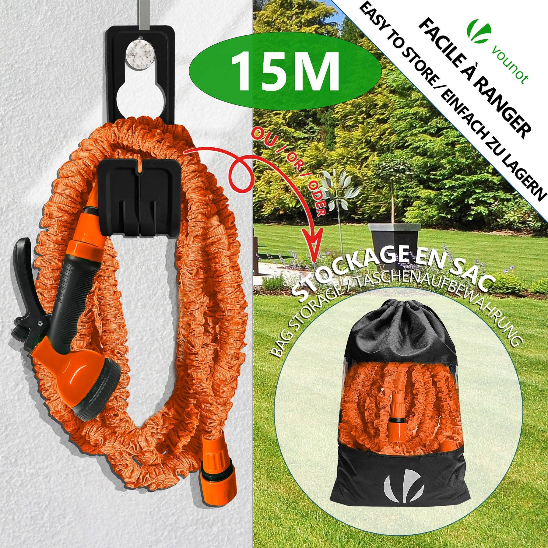 Tuyau d’Arrosage Extensible 15m avec Accessoires orange - Image 5