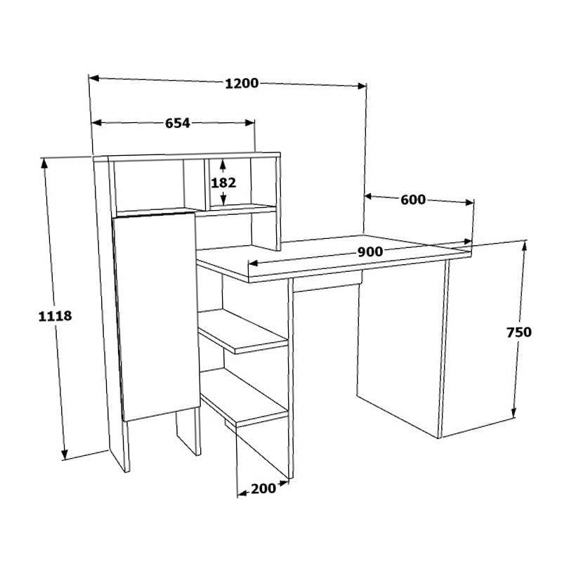 bureau slate blanc-chêne 20x60x112 cm - Image 4