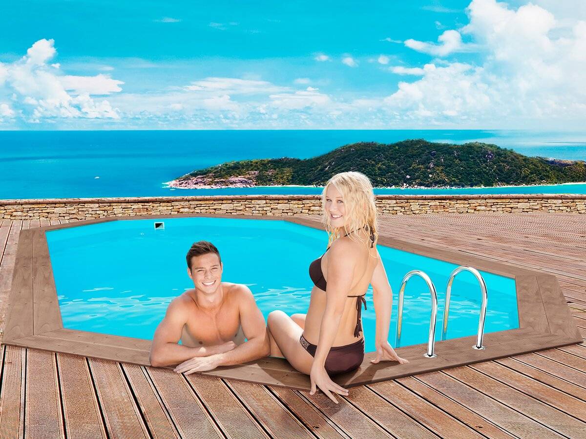 Piscine Bois " Rio 120" - 5.60 X 3.70 X 1.24 M +  Pompe à Chaleur - Puissance 6.1 Kw -habitat Et Jardin - Imagen 3