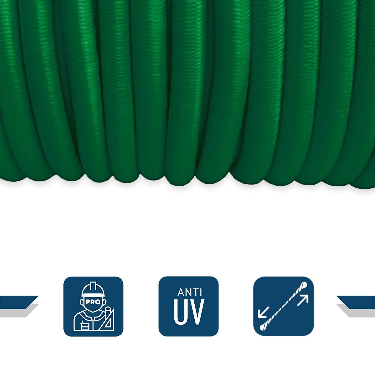 Sandow élastique Vert 100 mètres 9SW - Qualité PRO - Tendeur pour bâche de diamètre 9 mm TECPLAST - Image 3