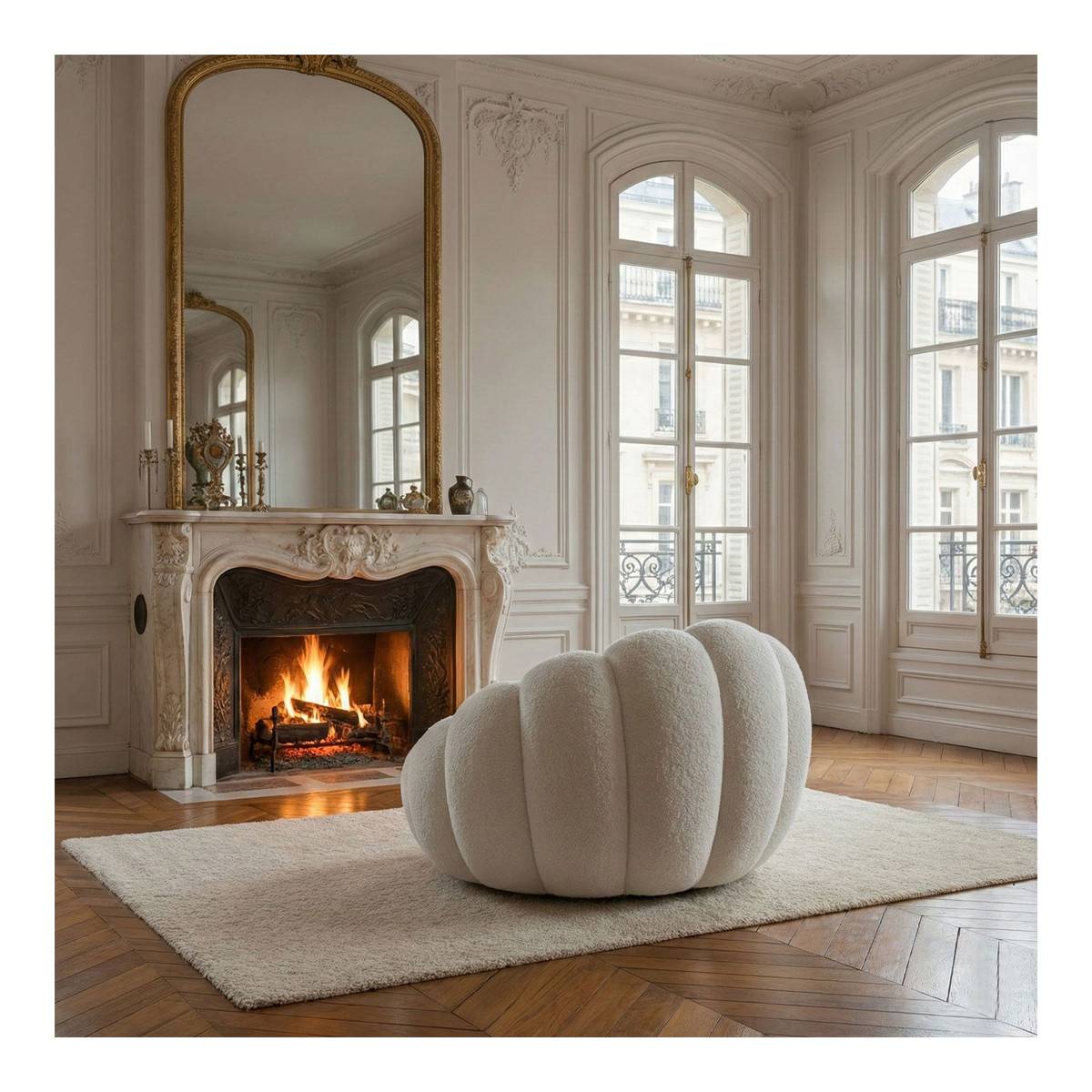 Paris Prix - Fauteuil Design Coquillage "Bouclette" 98cm Blanc - Image 6