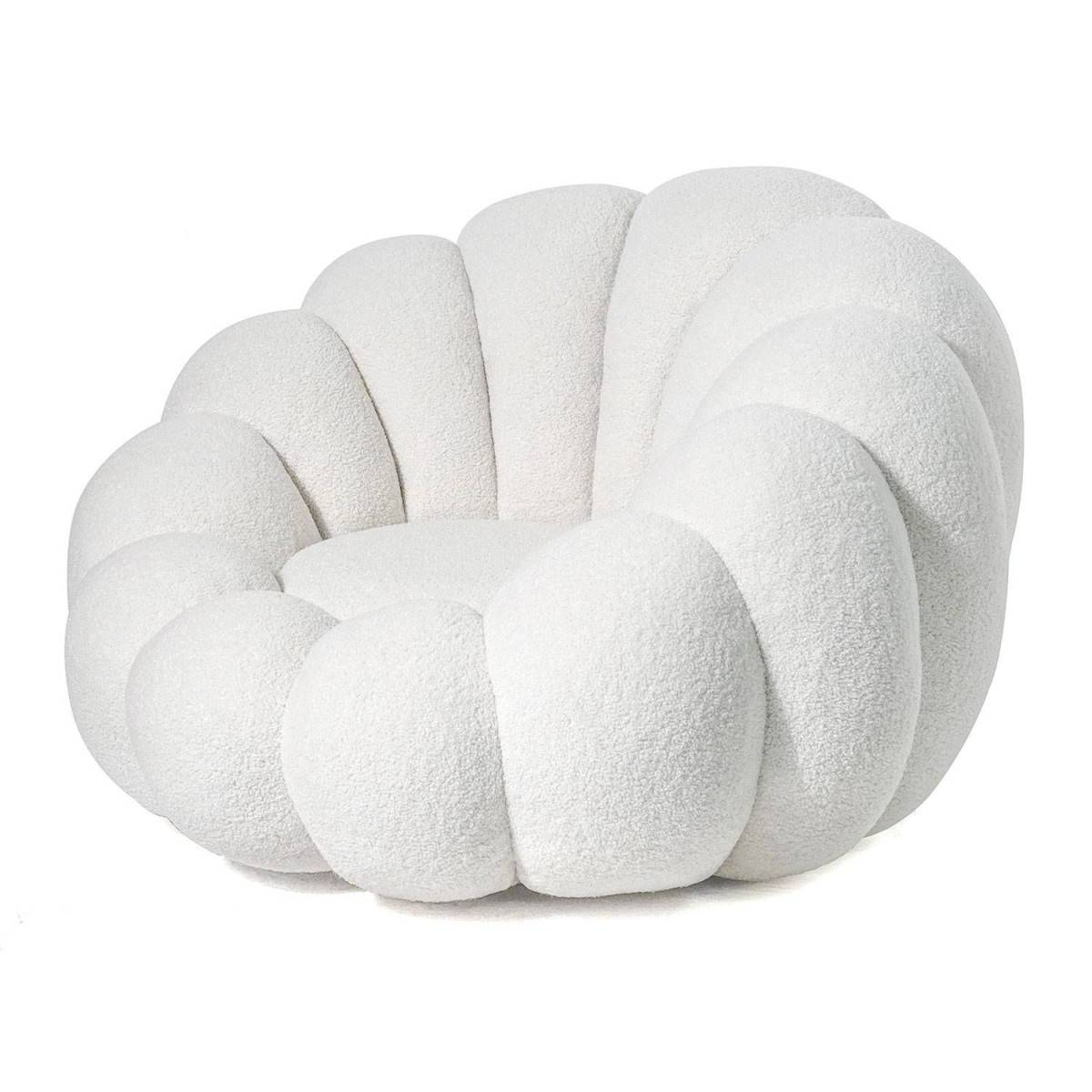 Paris Prix - Fauteuil Design Coquillage "Bouclette" 98cm Blanc - Image 2