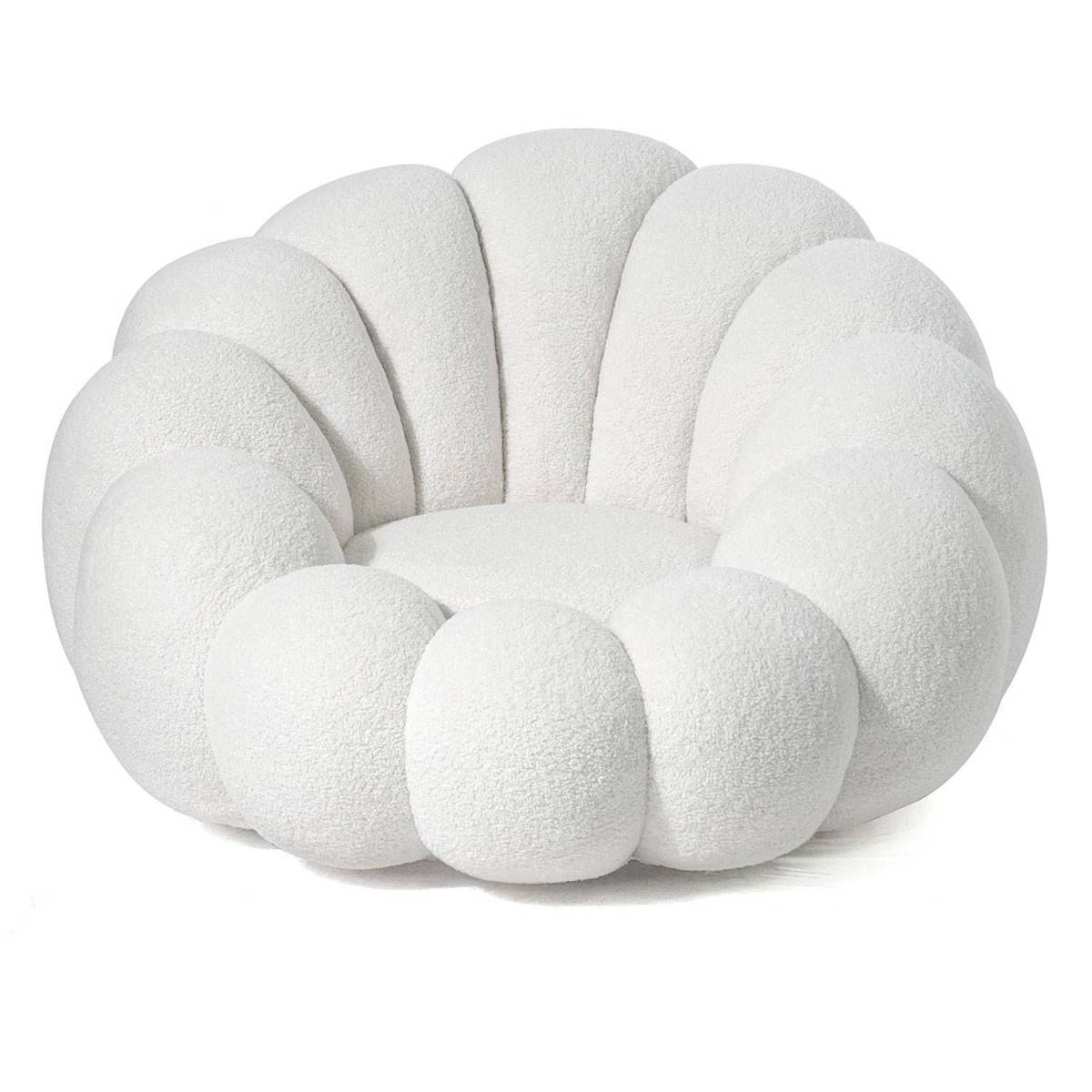 Paris Prix - Fauteuil Design Coquillage "Bouclette" 98cm Blanc - Image 1