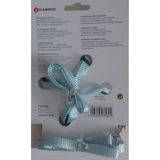 Harnais et laisse de 1,10 mètre bleu clair pour chat - Image 3
