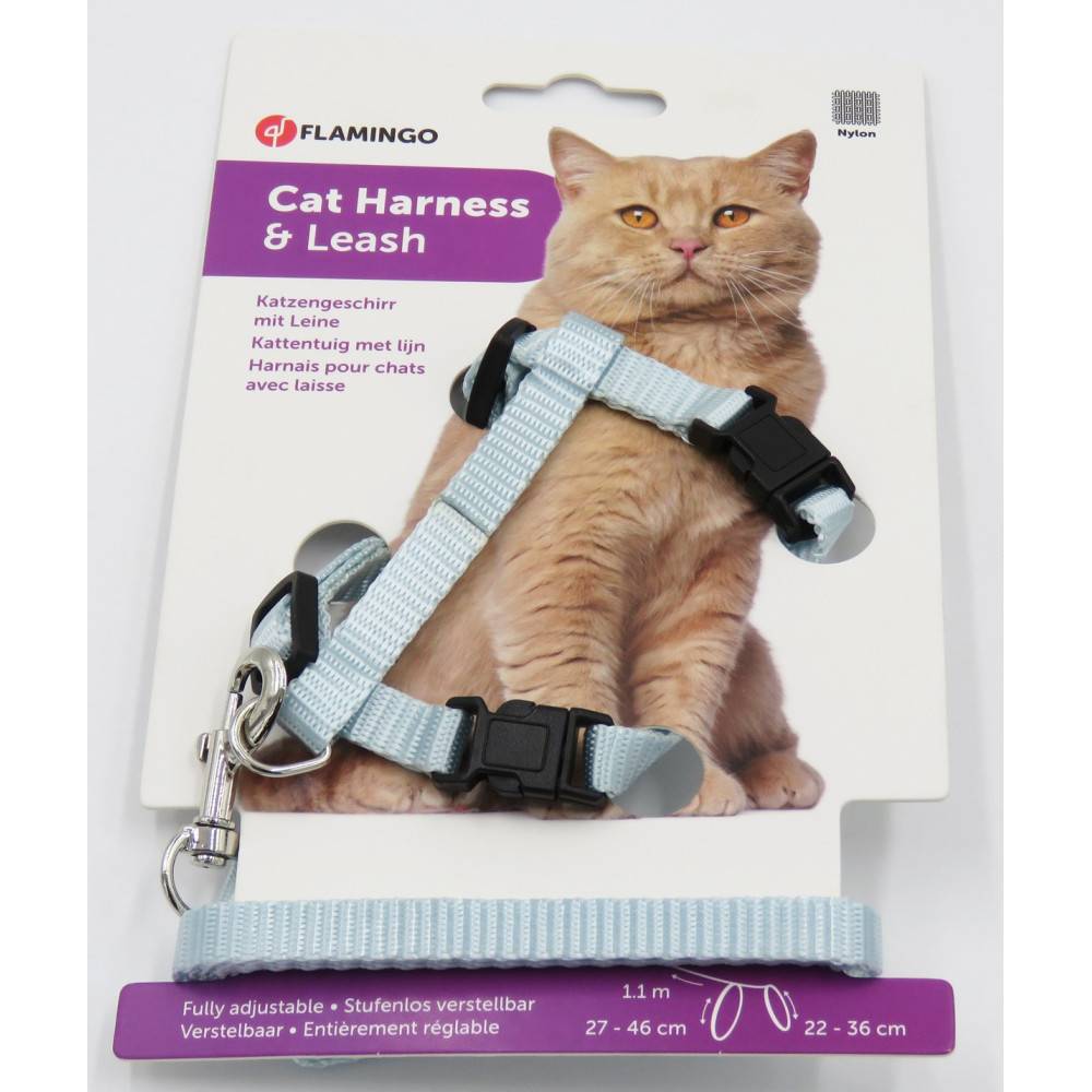 Harnais et laisse de 1,10 mètre bleu clair pour chat - Image 2
