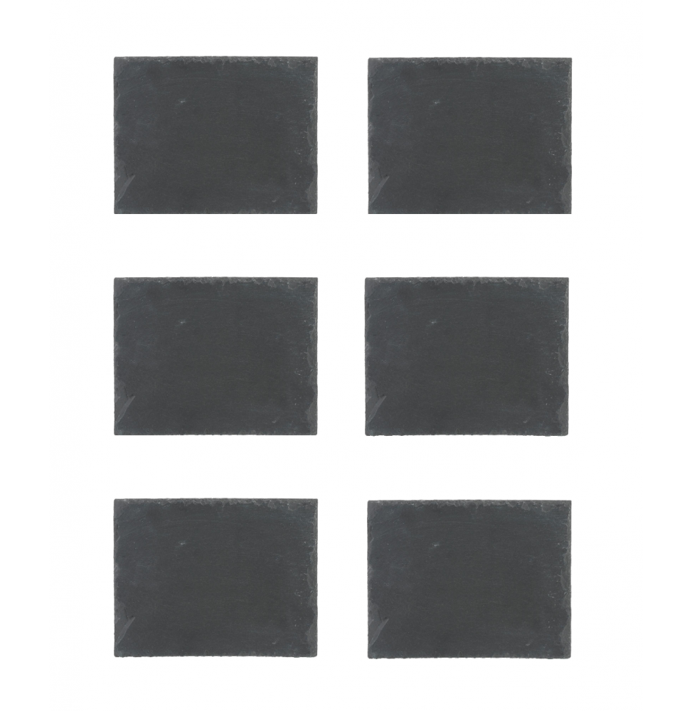 Lot de 6 assiettes en ardoise - L 30 x l 20 cm - Noir - Image 1