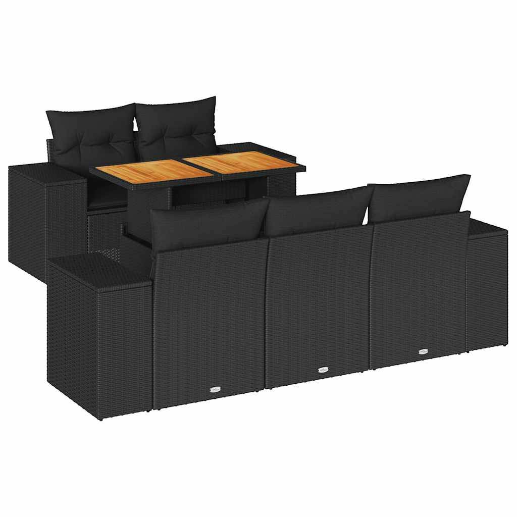 ComfortXL - Salon de jardin 6 pièces résine tressée avec table à hauteur réglable Noir – ComfortXL Outdoor Living - Image 2