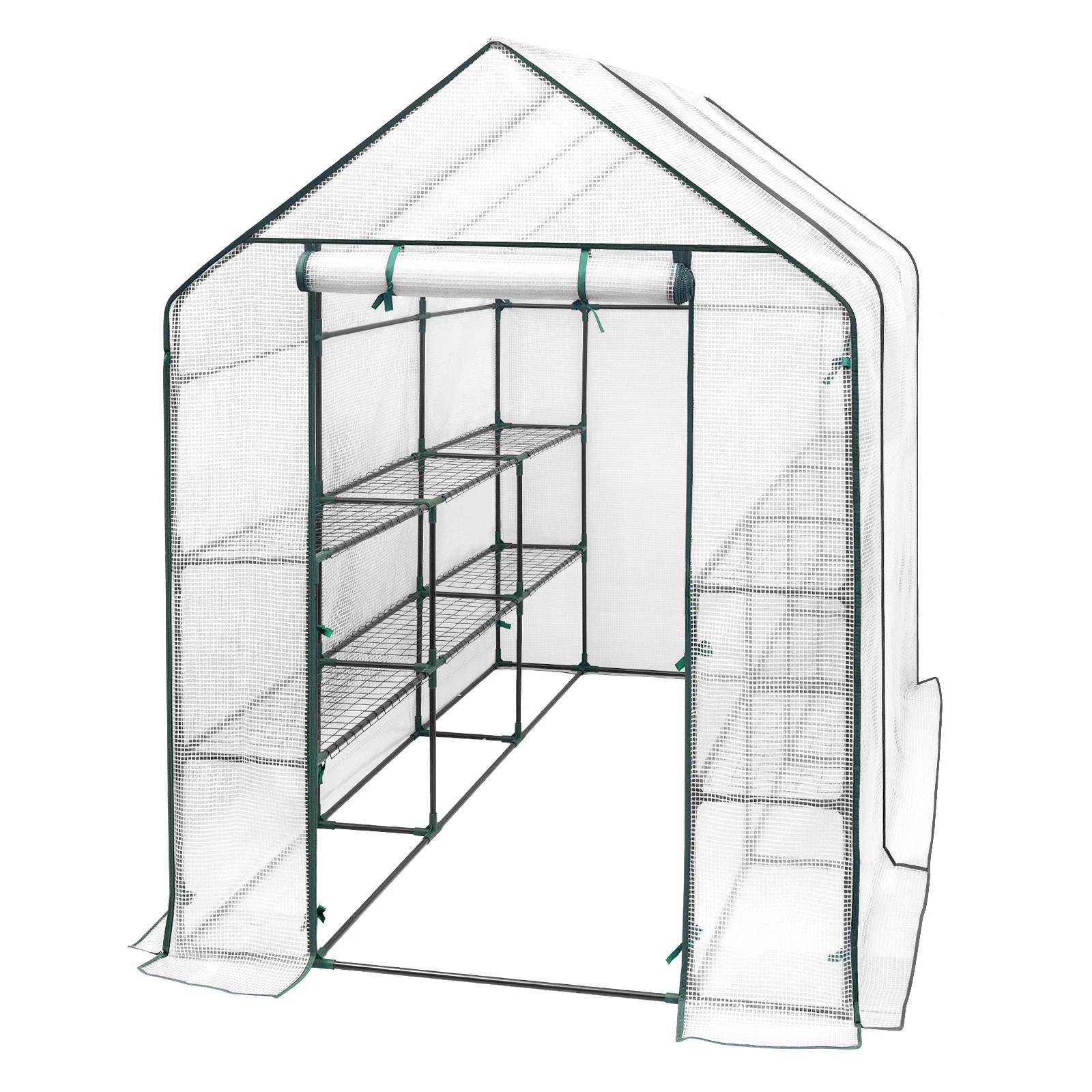 Serre de Jardin PE et Acier pour Tomates et Légumes Porte Zippée 143x215x195cm Blanc - ComfortXL Outdoor Living - Image 6