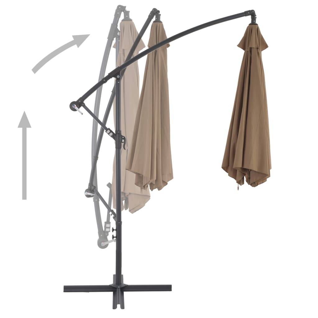 Helloshop26 - Parasol meuble de jardin en porte-à-faux avec poteau en aluminium 300 cm taupe - Imagen 4