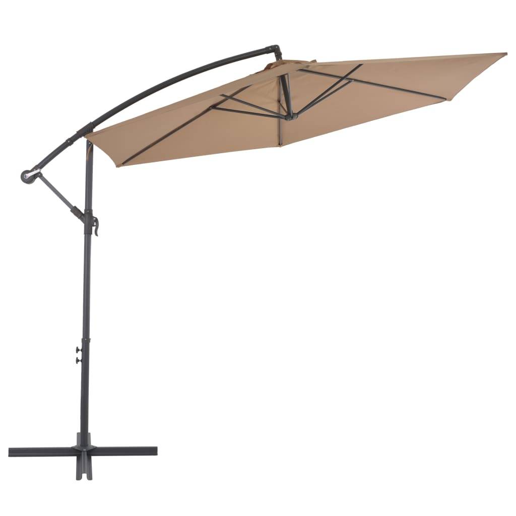 Helloshop26 - Parasol meuble de jardin en porte-à-faux avec poteau en aluminium 300 cm taupe - Imagen 2