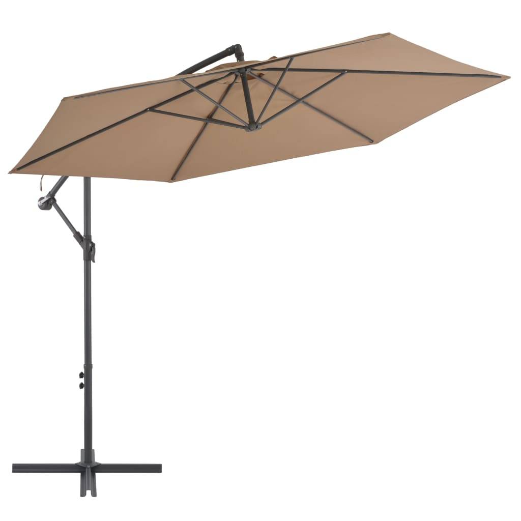 Helloshop26 - Parasol meuble de jardin en porte-à-faux avec poteau en aluminium 300 cm taupe - Imagen 1