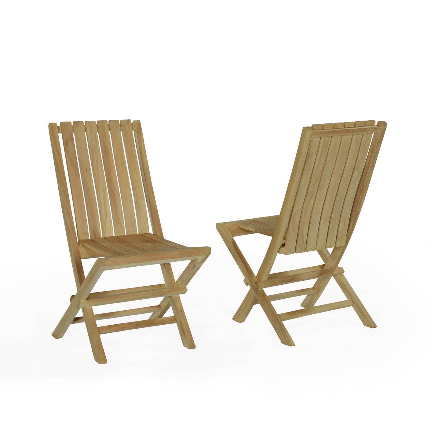 Chaises de jardin pliantes en teck massif Karimun (lot de 2) - TECK'Attitude - Imagen 1