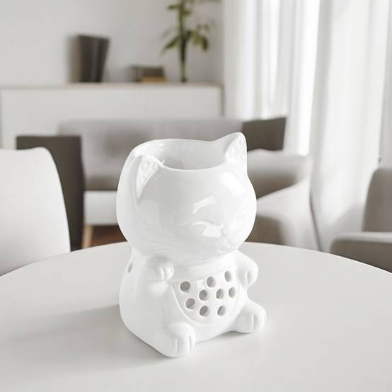Brûle-Parfum Céramy Tommy 40 ml - Artisanat porte-bonheur - Aromathérapie - Brûleur Fondant parfumé - Déco Chat - H 12,5 cm - Image 3
