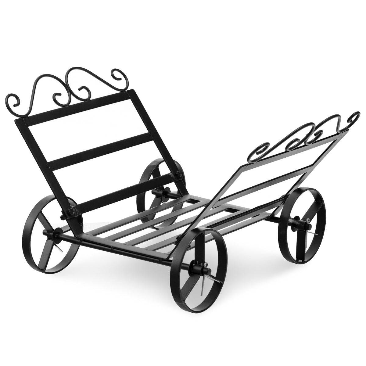 Helloshop26 - Range bûches en métal serviteur de cheminée avec 4 roues pour intérieur et extérieur idéal pour cheminée foyer noir - Imagen 1