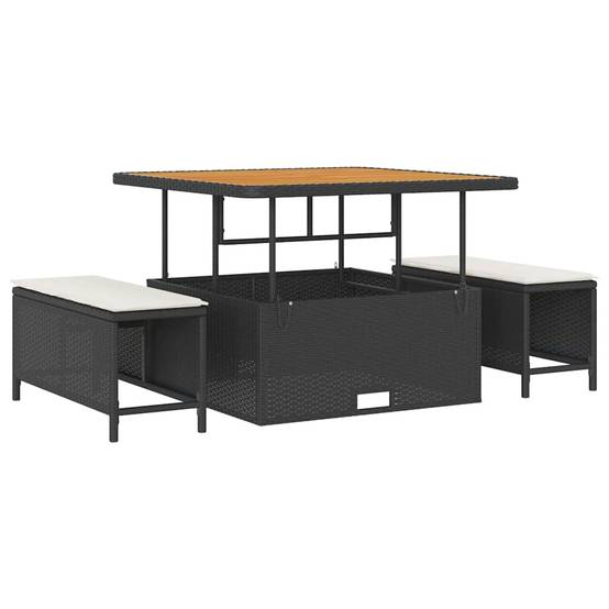 Canapé Extérieur Géant 18 Pcs Noir Crème Polyrotin Pour Events et Acacia avec Coussins Déhoussables – ComfortXL Outdoor Living - Image 4