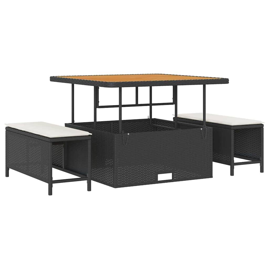 Canapé Extérieur Géant 18 Pcs Noir Crème Polyrotin Pour Events et Acacia avec Coussins Déhoussables – ComfortXL Outdoor Living - Image 4