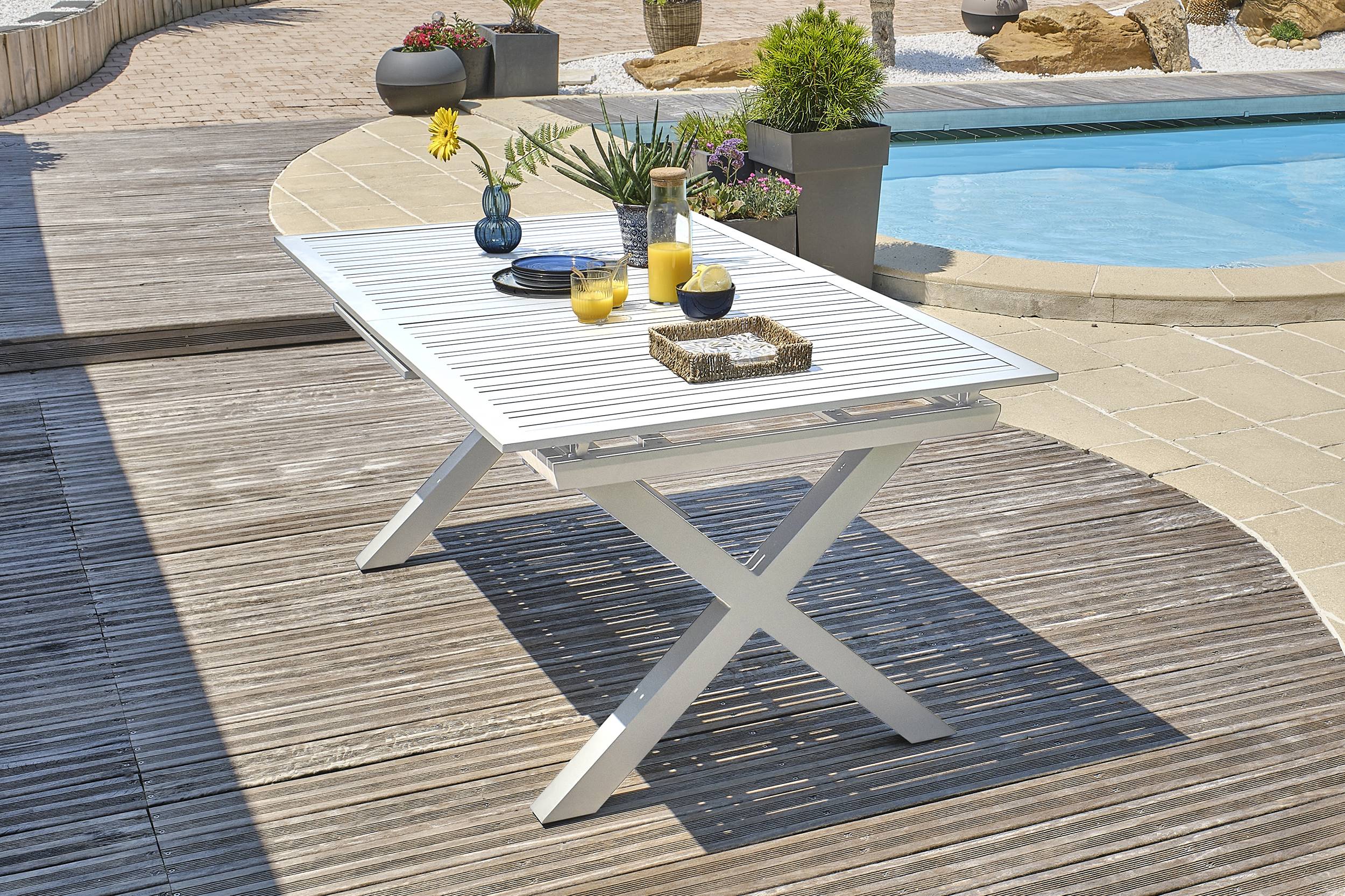 Dcb Garden - Table de jardin en aluminium - Blanc - FLORIDE - Imagen 2