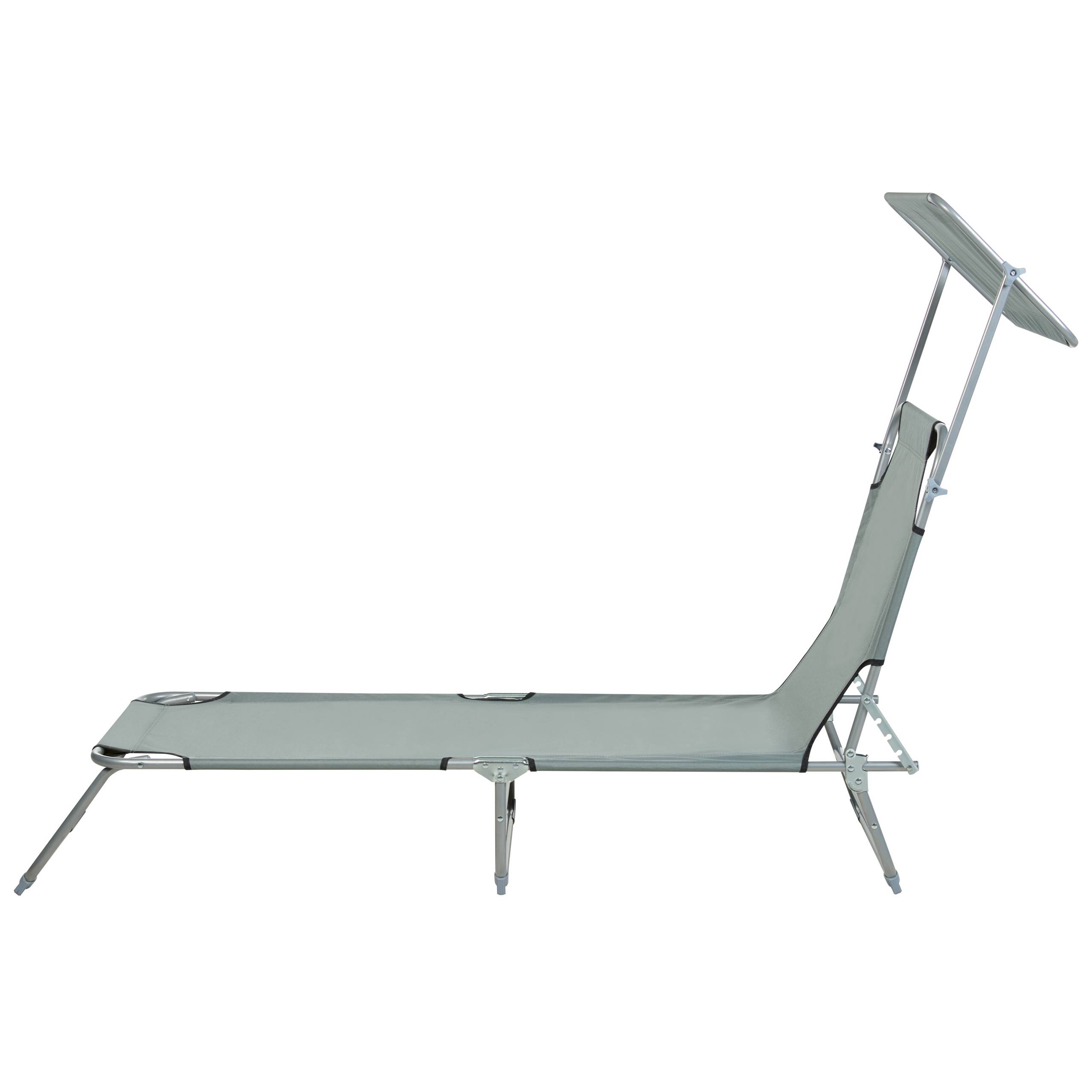 Beliani - Transat de Jardin Bain de Soleil Pliant en Tissu Polyester Gris et Acier avec Pare Soleil Pratique Idéal pour Terrasse ou Balcon - Imagen 6