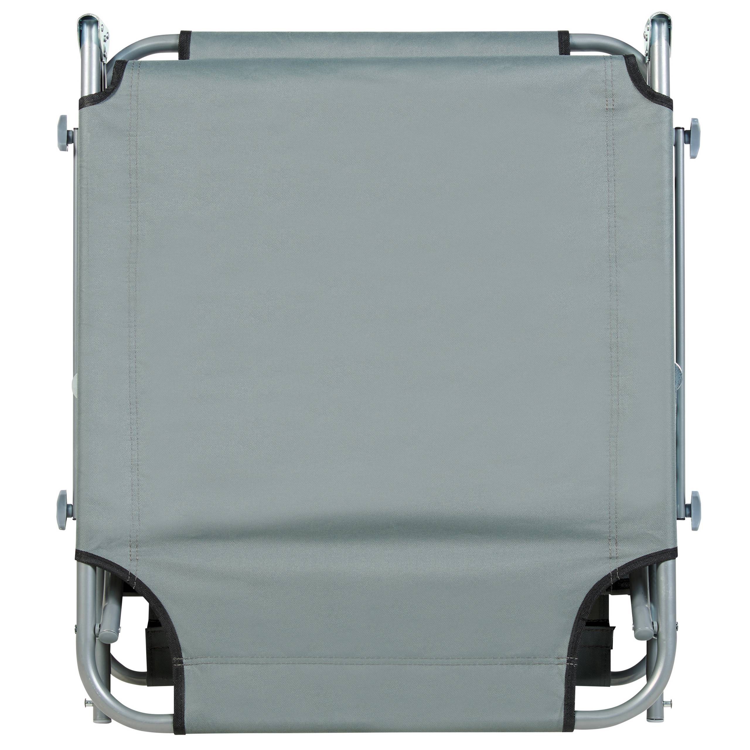 Beliani - Transat de Jardin Bain de Soleil Pliant en Tissu Polyester Gris et Acier avec Pare Soleil Pratique Idéal pour Terrasse ou Balcon - Imagen 7