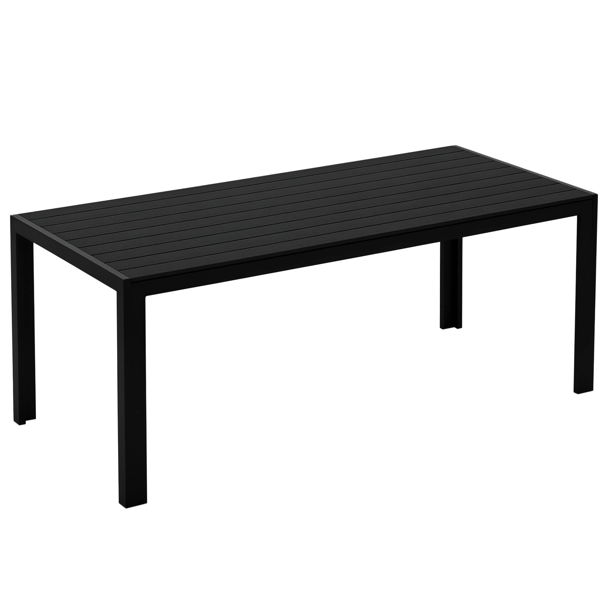 Table de jardin noire 190 x 84,5 x 72 cm en plastique effet bois - Image 1